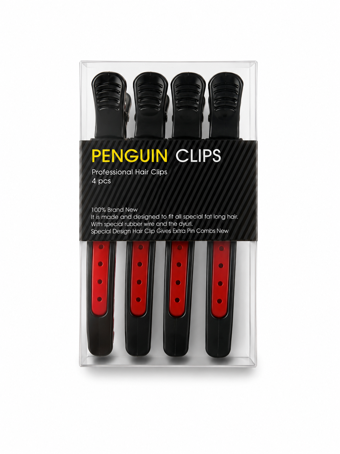 Penguin Professional Hair Clips 4er-Set – Profi-Abteilklammern für Friseure